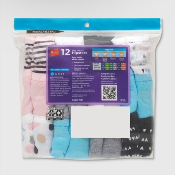 Hanes Girls' Tagless Hipsters Value Pack - Picture 2 of 5